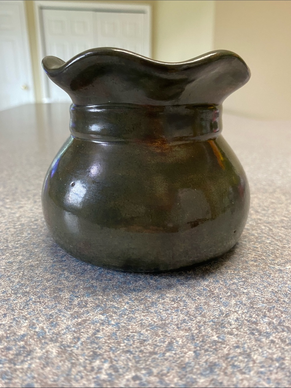 Hand Crafted Olive Green Ceramic Accent Vase